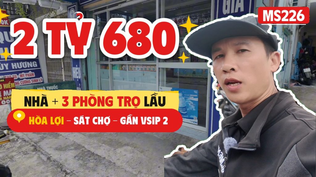 Nhà kinh doanh có dãy trọ lầu sát chợ Hòa Lợi giá 2 tỷ 680, mã căn MS:226